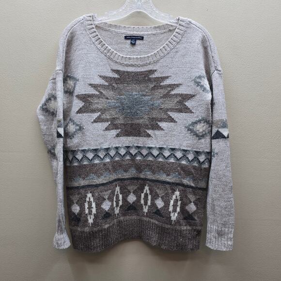 American Eagle Women's Aztec Wool Blend Knit Sweater Long Sleeve Size Small - Picture 1 of 6